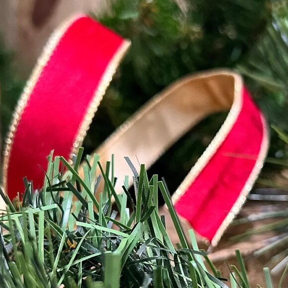 Reversible Classic Velvet Wired Ribbon Christmas Craft Supplies 10 Yard Roll - Picture 12 of 12